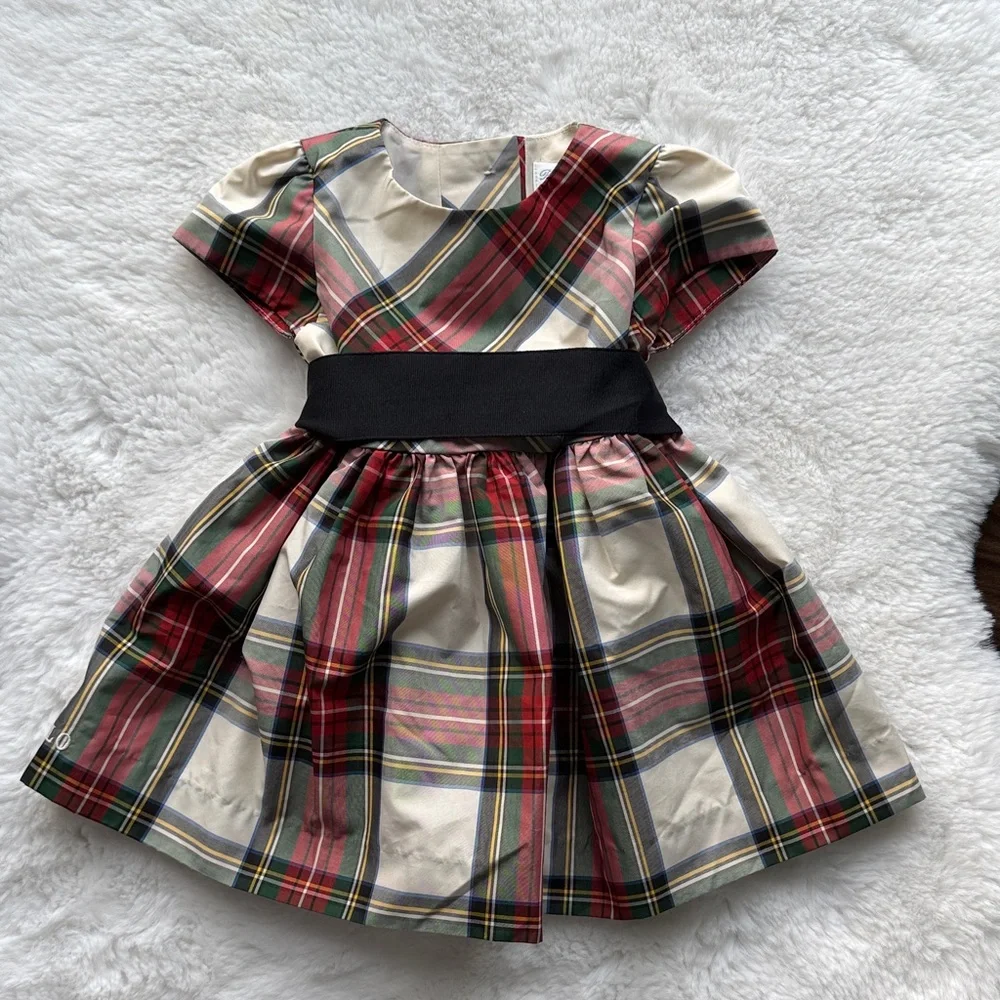 Ralph Lauren Baby Stewart Plaid Short Sleeve Holiday Dress size 3 mos